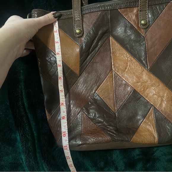 Brown Patchwork Leather Tote Bag - Picture 6 of 13